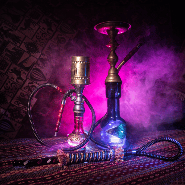 A variety of hookahs and shisha flavors